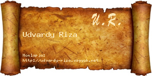 Udvardy Riza névjegykártya